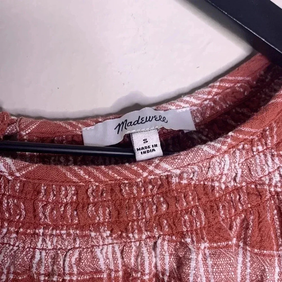 Madewell Plaid Gauze Flutter-Sleeve Top Size Small - Picture 5 of 8